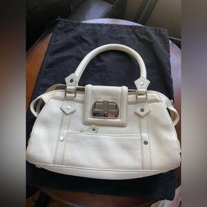 Hugo Boss Off white leather with silver hardwear handbag 100% calf leather